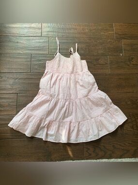 Girls Light Pink Tiered Sundress with Smocked Bodice